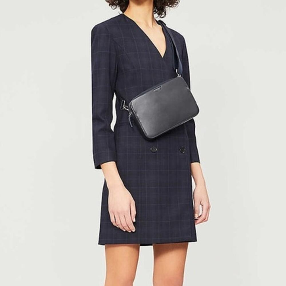 Maje Raliro Navy Blue Check Woven Coat Blazer Dress Women's 4/36
